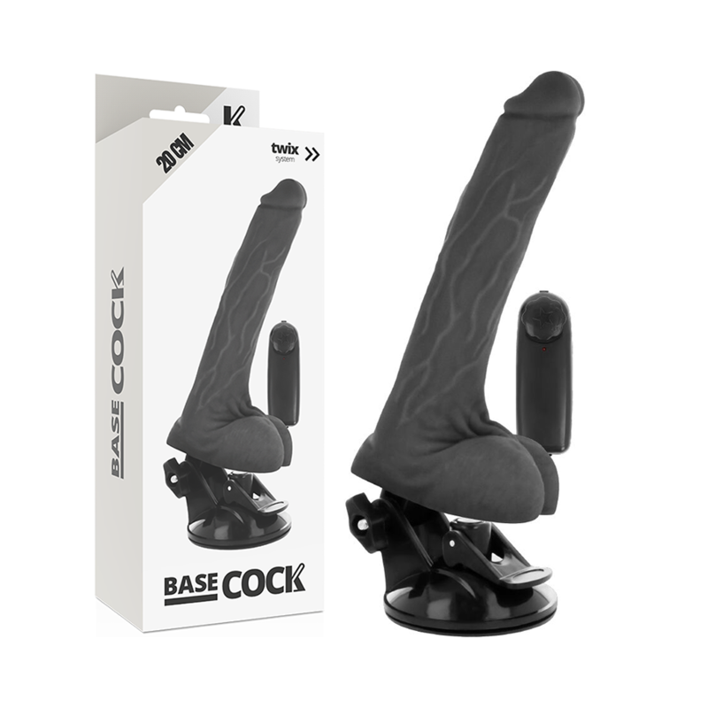 BASECOCK - REALISTYCZNY NATURALNY WIBRATOR STEROWANY Z JĄDRAMI 20 CM -O- 4 CM