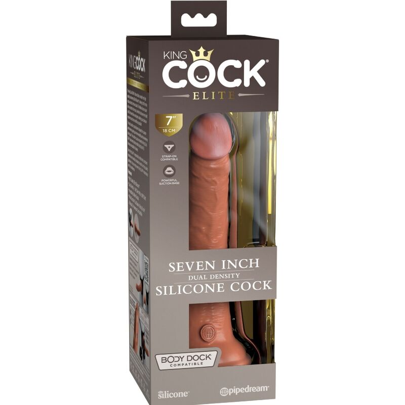 KING COCK - ELITARNEGO REALISTYCZNEGO SILIKONOWEGO DILDO 17,8 CM KARMELOWEGO
