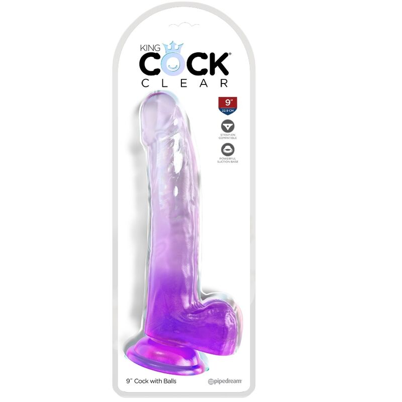 KING COCK - PRZEŹROCZYSTY DILDO Z JĄDRAMI 20,3 CM FIOLETOWY