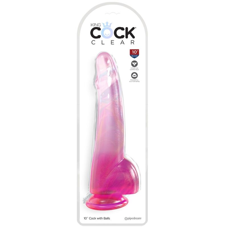 KING COCK - PRZEŹROCZYSTY DILDO Z JĄDRAMI 19 CM RÓŻOWY