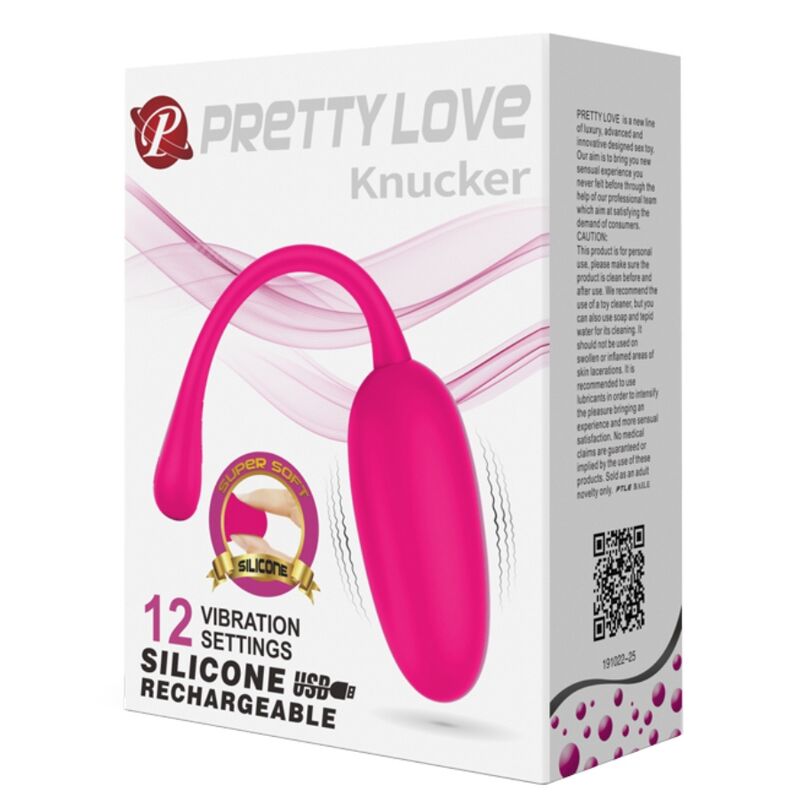 PRETTY LOVE - KNUCKER RÓŻOWE WIBRACYJNE JAJKO Z MOŻLIWOŚCIĄ ŁADOWANIA