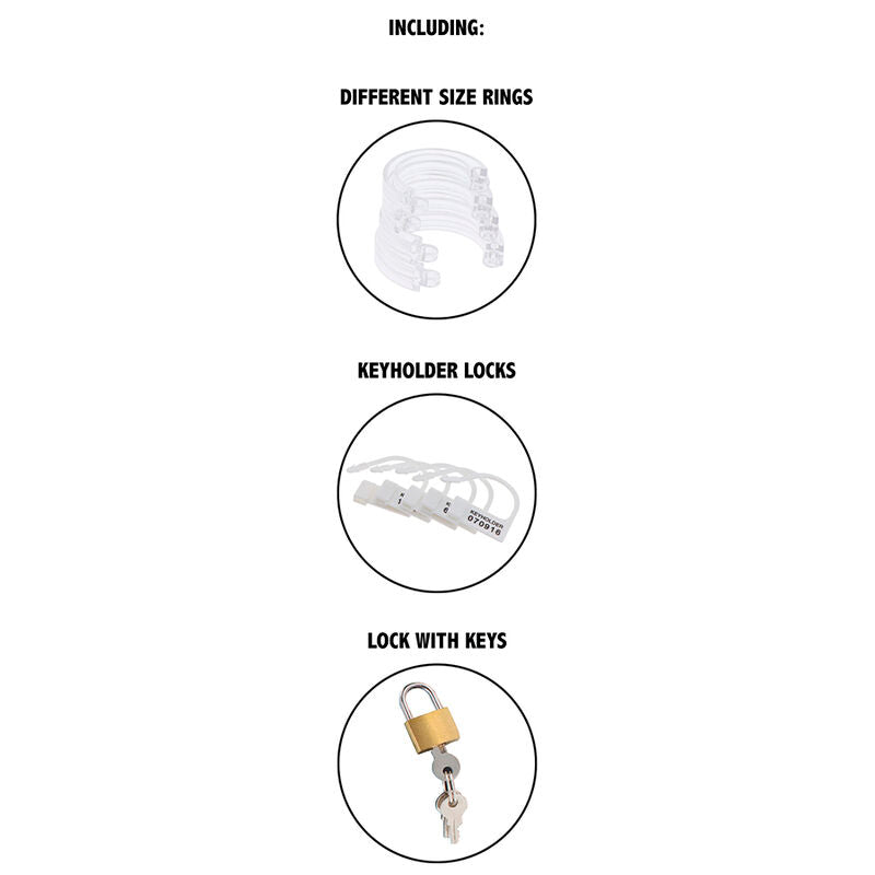 UKRYTE POŻĄDANIE - EKSTREMALNA KLATKA NA PENISA Z AKRYLU, REGULOWANA, PRZEŹROCZYSTA