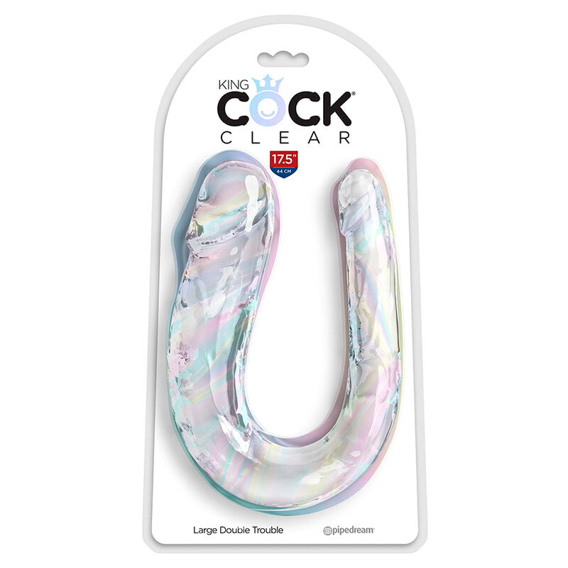 KING COCK - PODWÓJNY KŁOPOT PODWÓJNY DILDO 44 CM PRZEŹROCZYSTY