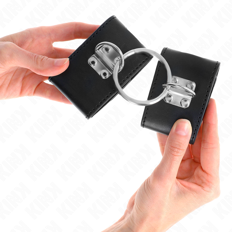 KINK - STAŁE KARABINEK NA NADGARSTKI Z ZAMKIEM NA PIERŚCIEŃ I KŁÓDKĘ CZARNY REGULOWANY 16-23 CM X 5,5 CM