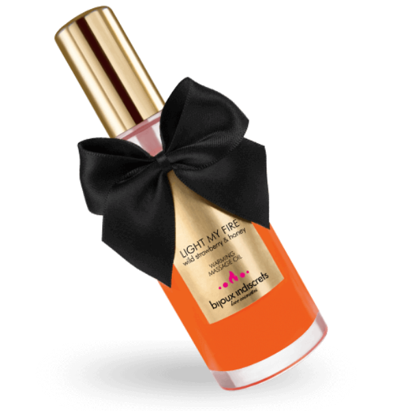 BIJOUX - OLEJEK DO MASAŻU Z EFEKTEM CIEPŁA, ZAPACH TRUSKAWKOWY