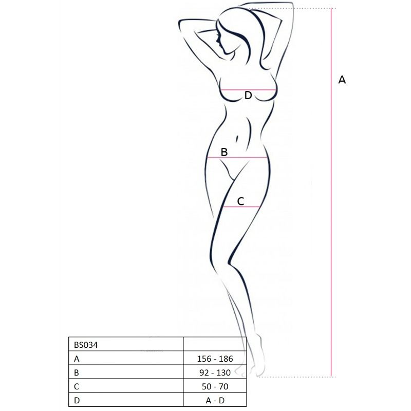PASSION - KOBIETA BS034 BODYSTOCKING CZARNY ROZMIAR JEDNORAZOWY