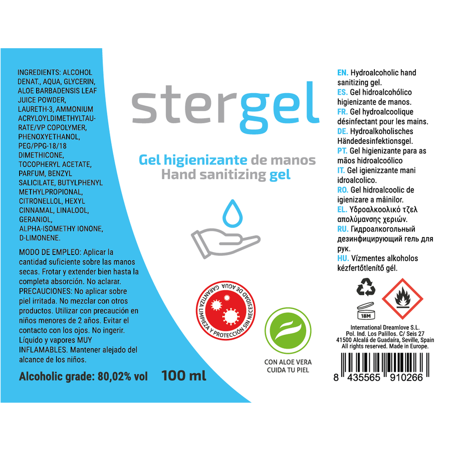 STERGEL - HYDROALKOHOLOWY ŻEL DO DEZYNFEKCJI RĄK ALOES 100ML