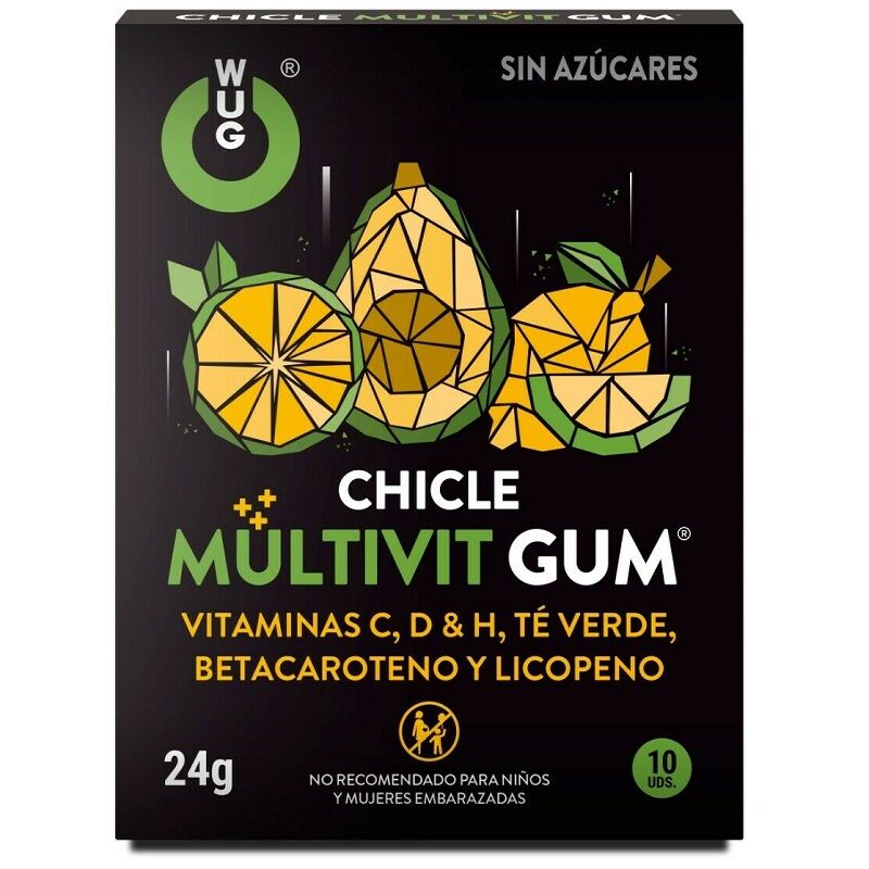 WUG GUM - MULTIVIT WITAMINY C, H, D, BETA-KAROTEN, LIKOPEN I ZIELONA HERBATA 10 SZTUK