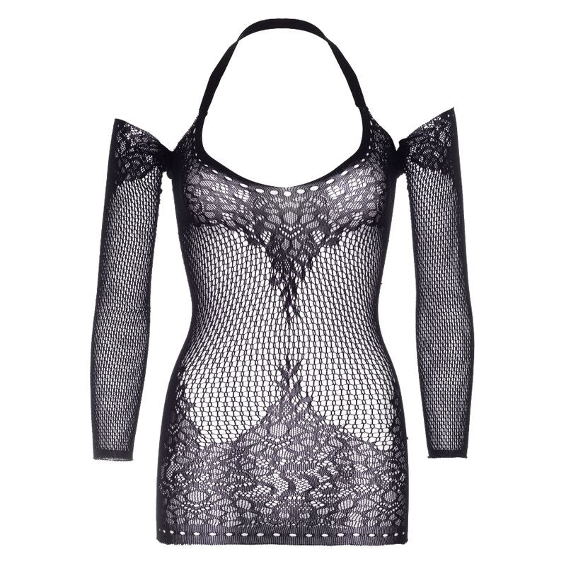 LEG AVENUE - KORONKOWA MINI SUKIENKA Z WIĄZANIEM HALTER, ROZMIAR JEDNORAZOWY