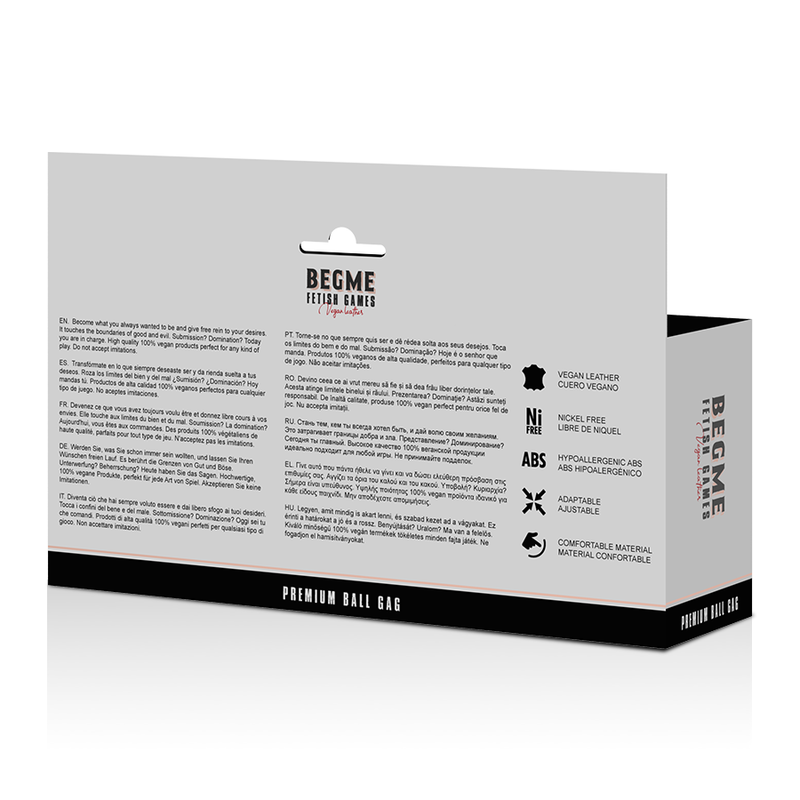 BEGME - KNEBEL KULOWY BLACK EDITION Z WEGAŃSKIEJ SKÓRY