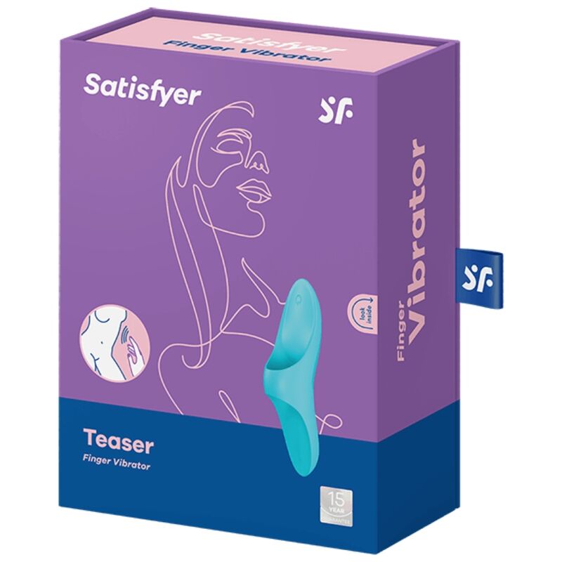 SATISFYER - WIBRATOR Z PALCEM TEASER NIEBIESKIE ŚWIATŁO