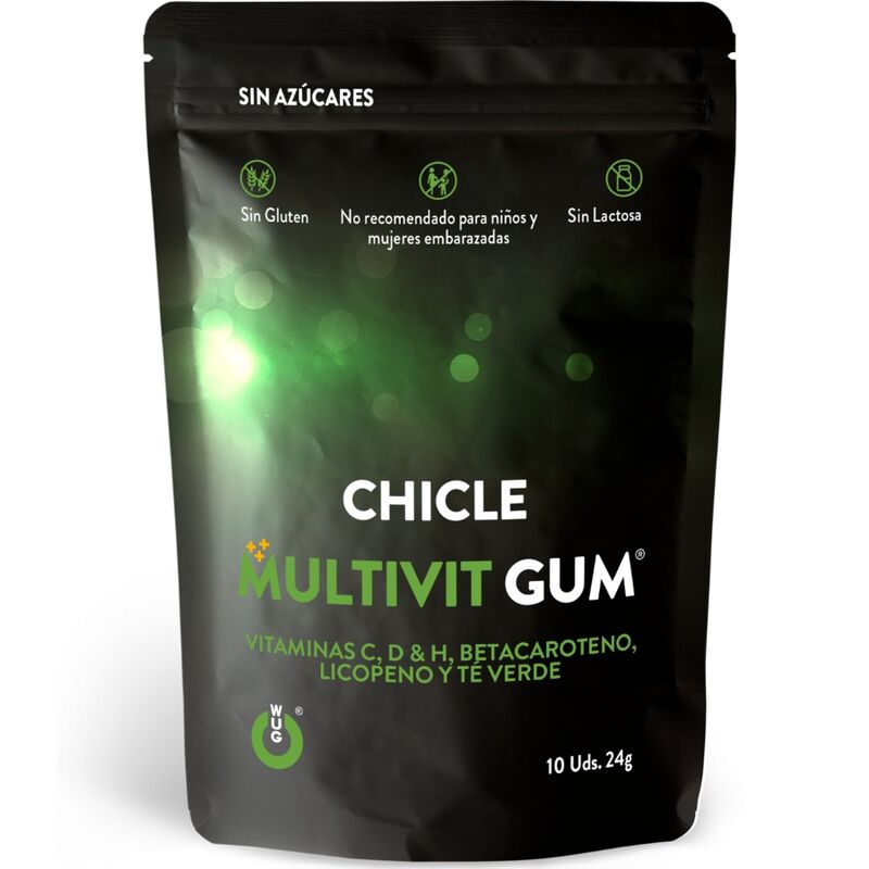 WUG GUM - MULTIVIT WITAMINY C, H, D, BETA-KAROTEN, LIKOPEN I ZIELONA HERBATA 10 SZTUK