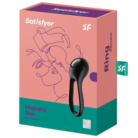 SATISFYER - MAJESTIC DUO RING VIBRATOR CZARNY
