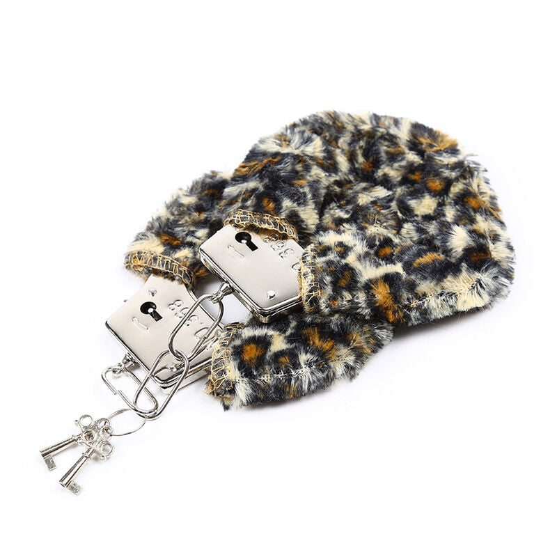 FETYSZ OHMAMA - WELWETOWE METALOWE KAJDANKI NA NADGARSTKI WYKOŃCZONE FUREM