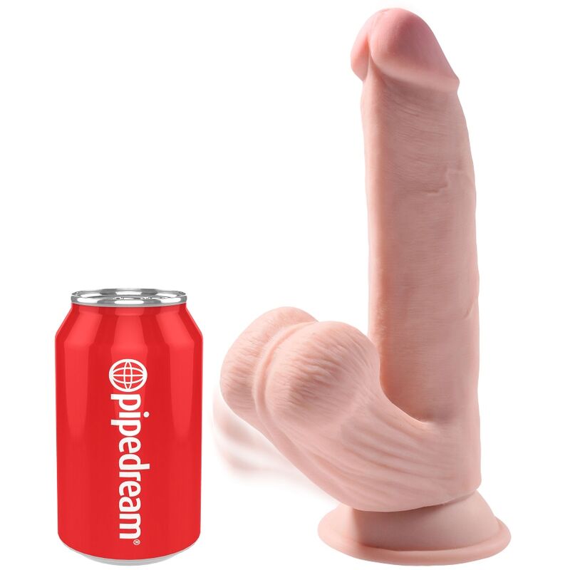KING COCK - PLUS 3D DILDO HUŚTAWAJĄCE SIĘ JĄDRA 24,5 CM JASNA SKÓRA