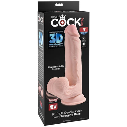 KING COCK - PLUS 3D DILDO HUŚTAWAJĄCE SIĘ JĄDRA 20,3 CM