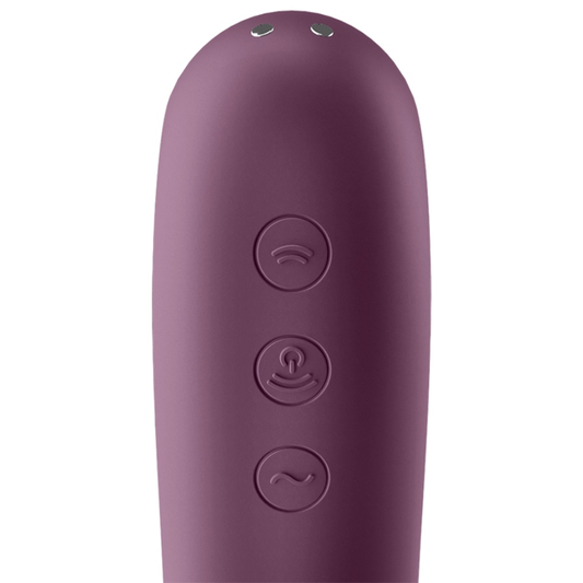 SATISFYER - WIBRATOR DUAL KISS AIR PULSE W CZERWONYM WIBRATORZE