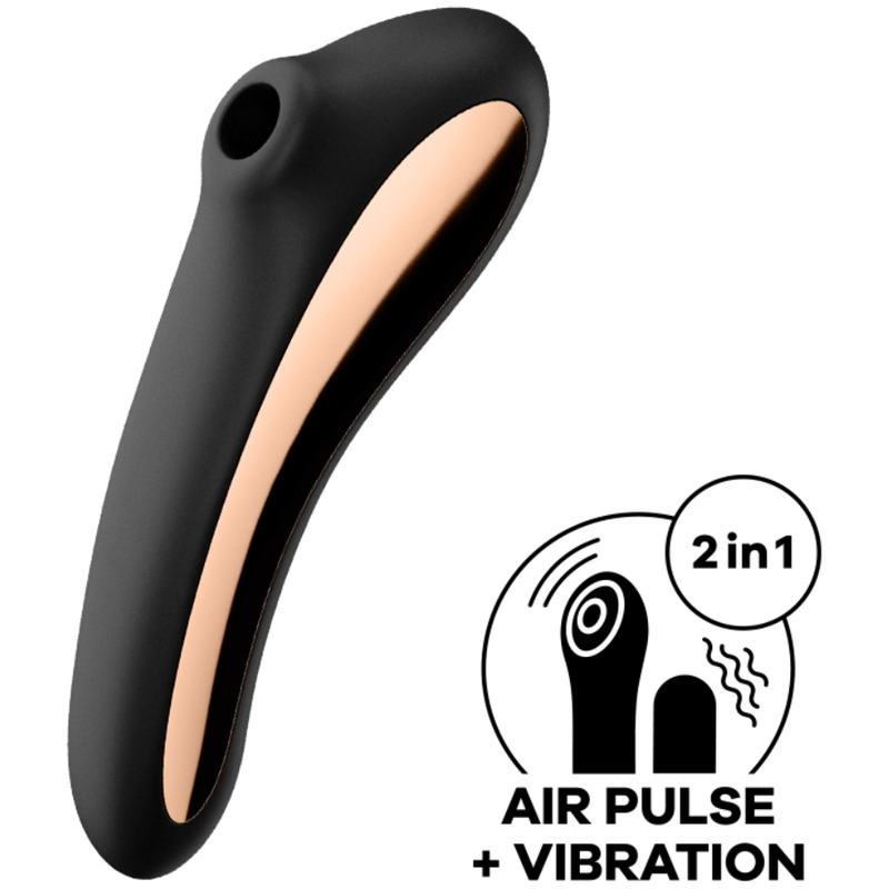 SATISFYER - WIBRATOR DUAL KISS AIR PULSE CZARNY