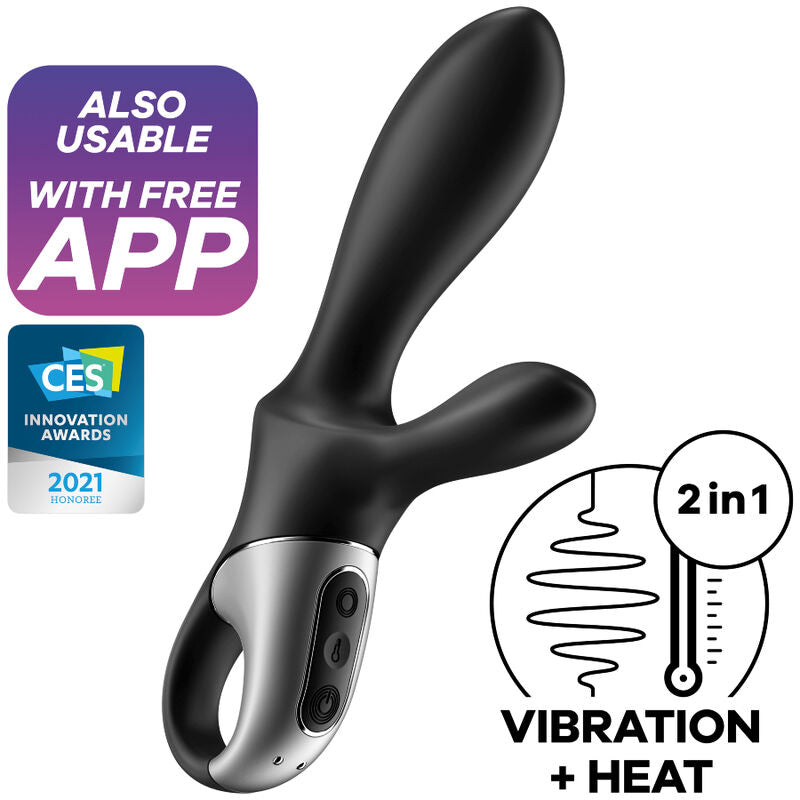 SATISFYER - HEAT CLIMAX+ WIBRATOR ANALNY APLIKACJA CZARNY