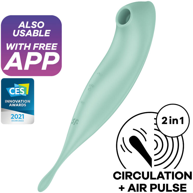 SATISFYER - STYMULATOR IMPULSÓW POWIETRZA TWIRLING PRO+ I WIBRATOR APLIKACJA CZERWONY