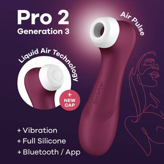 SATISFYER - PRO 2 GENERACIÓN 3 WINO RED BLUETOOTH I APLIKACJA