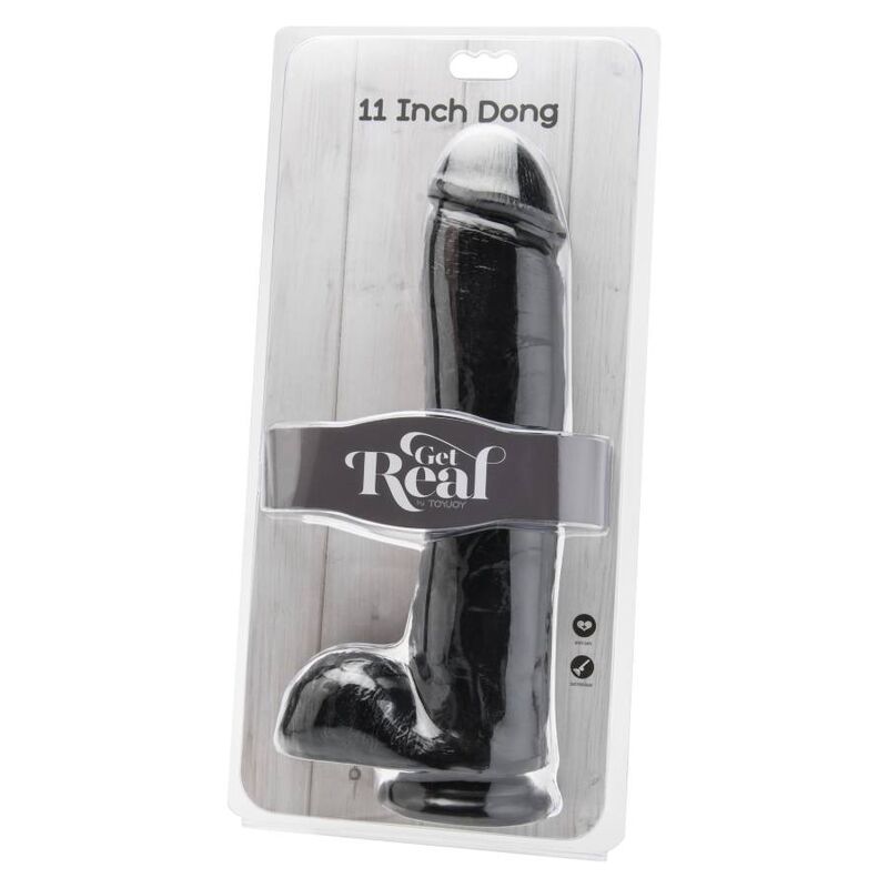 GET REAL - DILDO 28 CM Z JĄDRAMI CZARNY
