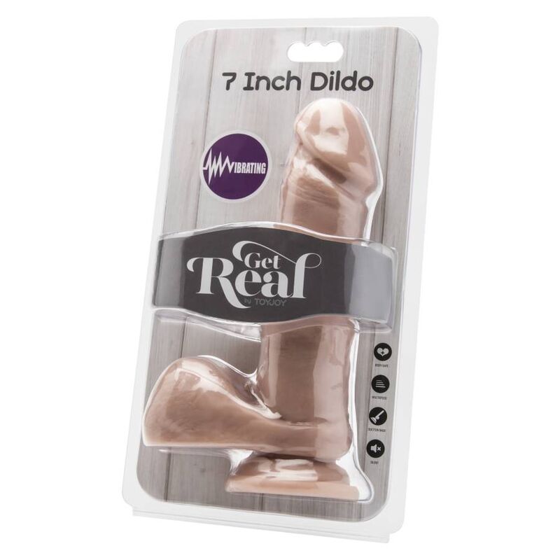 GET REAL - DILDO 18 CM Z KULKAMI WIBRATOR SKÓRA