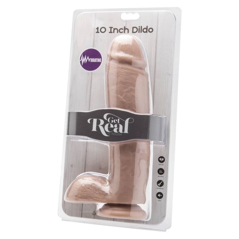 GET REAL - DILDO 25,5 CM Z KULKAMI WIBRATOR SKÓRA