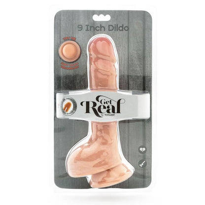 GET REAL - DILDO O PODWÓJNEJ GĘSTOŚCI 25,5 CM SKÓRA Z JĄDRAMI