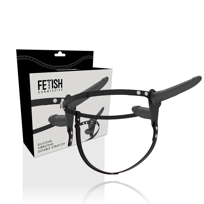 FETYSZYSTYCZNY UPRZĄŻ UMIESZANIA - PODWÓJNA PENETRACJA CZARNY WIBRATOR