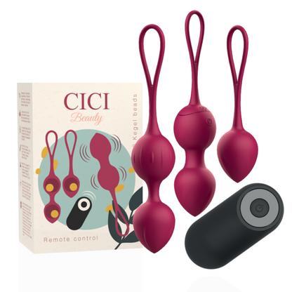 CICI BEAUTY - PREMIUM SILIKONOWE 3 WIBRACYJNE KULKI DO MIĘŚNI KEGLA Z PILOTEM