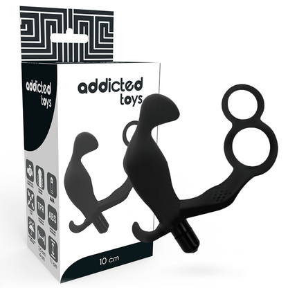 ADDICTED TOYS - KOREK ANALNY Z PODWÓJNYM PENISEM I JĄDRAMI CZARNY
