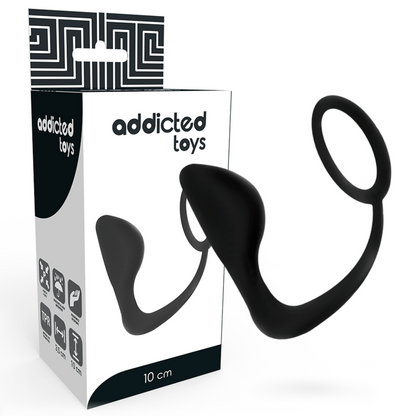 ADDICTED TOYS - KOREK ANALNY Z CZARNYM PIERŚCIENIEM NA PENISA
