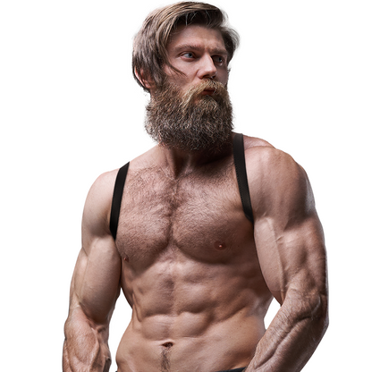 FETYSZYZM ULEGAJĄCY - MĘSKA UPRZĄŻ Z EKOSKÓRY NA TYŁ