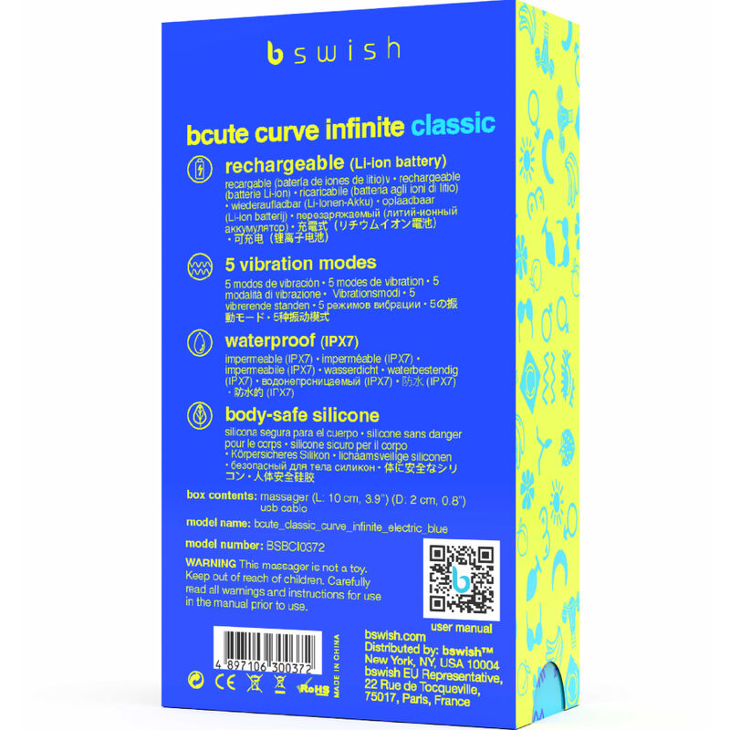 B SWISH - BCUTE CURVE INFINITE CLASSIC WIBRATOR AKUMULATOROWY NIEBIESKI SILIKON