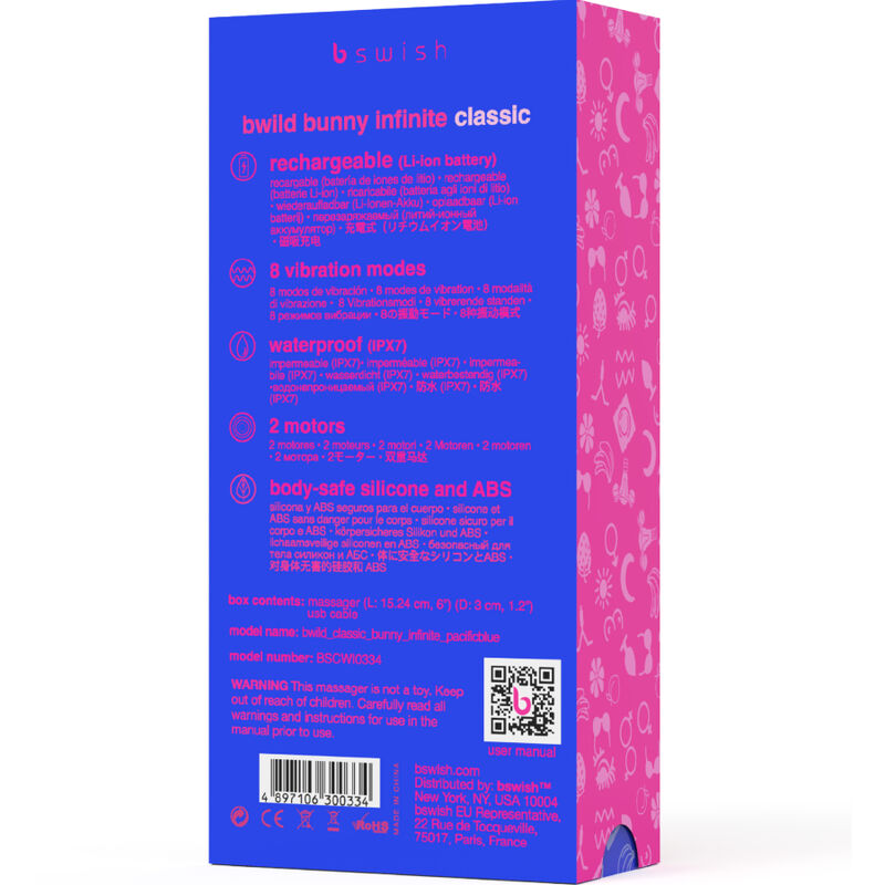B SWISH - BWILD BUNNY INFINITE CLASSIC WIBRATOR AKUMULATOROWY NIEBIESKI SILIKON