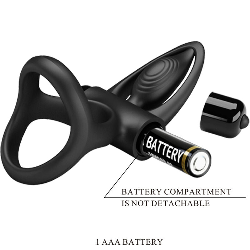 PRETTY LOVE - PIERŚCIEŃ WIBRACYJNY 10 WIBRACJI CZARNY SILIKON