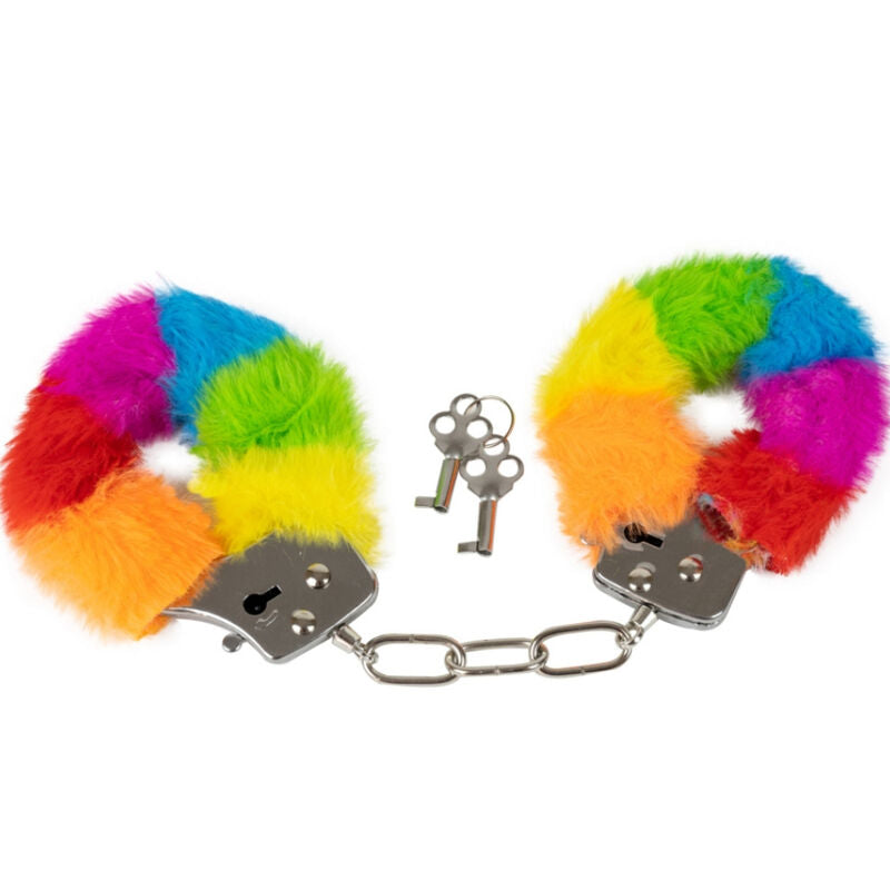 SPENCER &amp; FLEETWOOD - METALOWE KAJDANKI Z PODSZEWKĄ TĘCZOWĄ