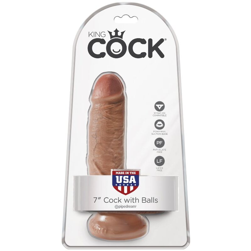 KING COCK - REALISTYCZNY PENIS Z JĄDRAMI 13,2 CM KARMEL