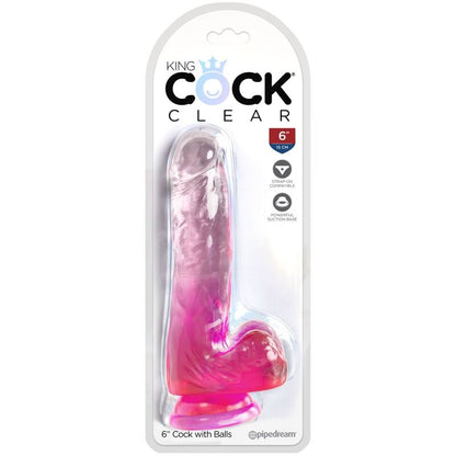 KING COCK - PRZEŹROCZYSTY REALISTYCZNY PENIS Z JĄDRAMI 13,5 CM RÓŻOWY