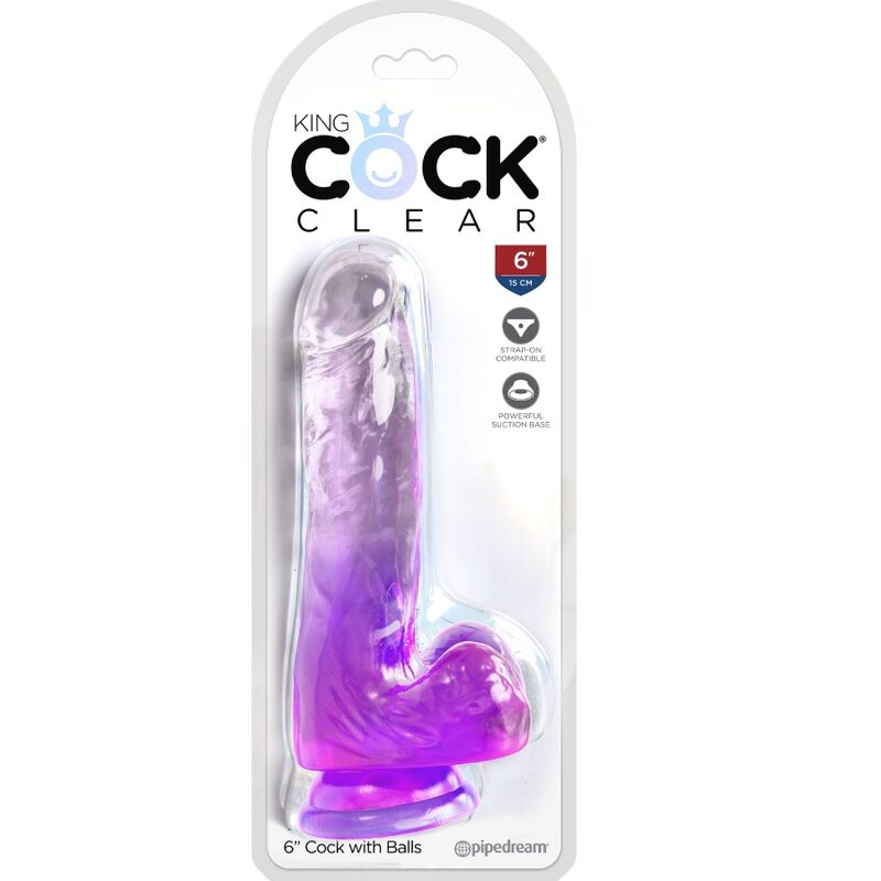 KING COCK - PRZEŹROCZYSTY REALISTYCZNY PENIS Z JĄDRAMI 13,5 CM FIOLETOWY