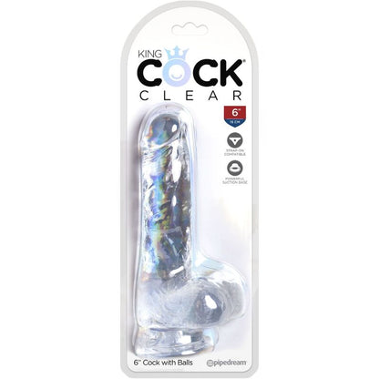 KING COCK - PRZEŹROCZYSTY REALISTYCZNY PENIS Z JĄDRAMI 13,5 CM PRZEŹROCZYSTY