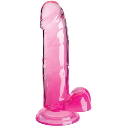 KING COCK - PRZEŹROCZYSTY REALISTYCZNY PENIS Z JĄDRAMI 15,2 CM RÓŻOWY
