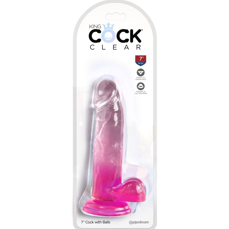 KING COCK - PRZEŹROCZYSTY REALISTYCZNY PENIS Z JĄDRAMI 15,2 CM RÓŻOWY