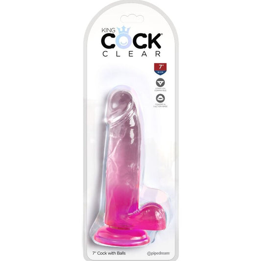 KING COCK - PRZEŹROCZYSTY REALISTYCZNY PENIS Z JĄDRAMI 15,2 CM RÓŻOWY