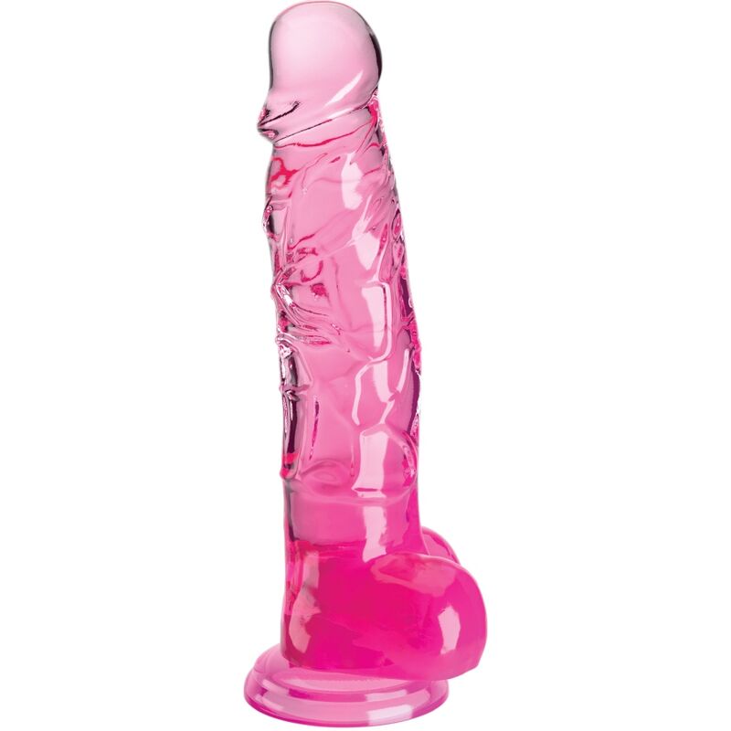 KING COCK - PRZEŹROCZYSTY REALISTYCZNY PENIS Z JĄDRAMI 16,5 CM RÓŻOWY