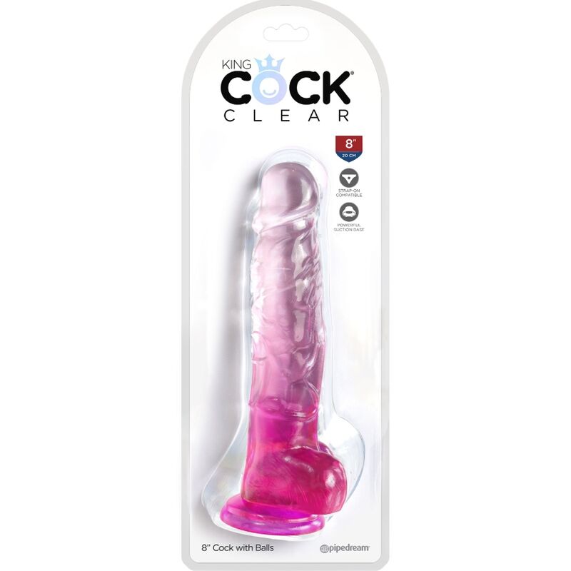 KING COCK - PRZEŹROCZYSTY REALISTYCZNY PENIS Z JĄDRAMI 16,5 CM RÓŻOWY