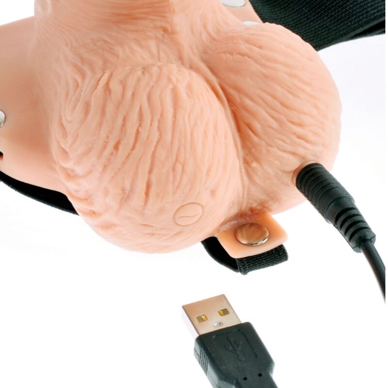 SERIA FANTASTYCZNA FETYSZ - REGULOWANA UPRZĄŻ Z PILOTEM REALISTYCZNY PENIS Z ŁADOWALNYMI JĄDRAMI I WIBRATOREM 15 CM