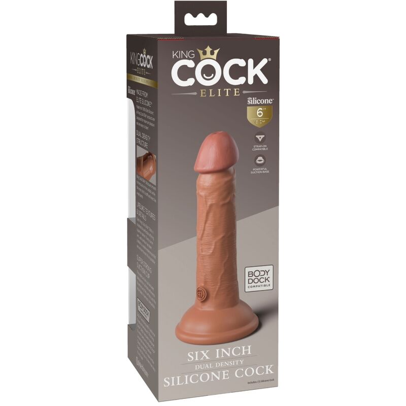 KING COCK - ELITARNEGO REALISTYCZNEGO SILIKONOWEGO DILDO 15,2 CM KARMELOWEGO