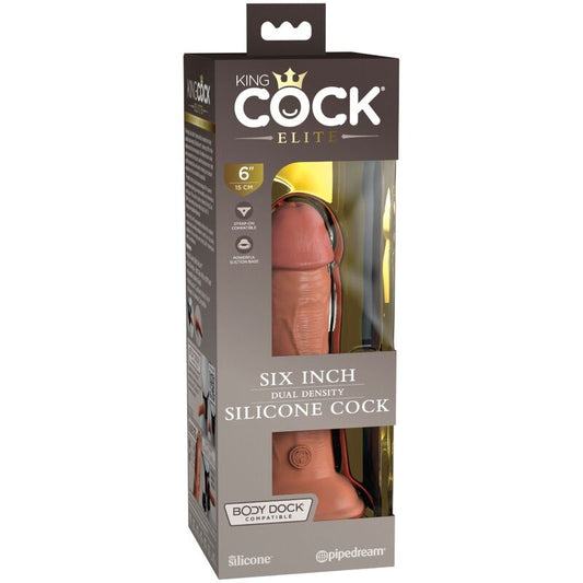 KING COCK - ELITARNEGO REALISTYCZNEGO SILIKONOWEGO DILDO 15,2 CM KARMELOWEGO